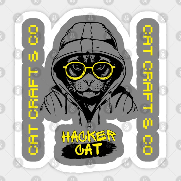 Cat Craft & Co - Hacker Cat Sticker by mymainmandeebo